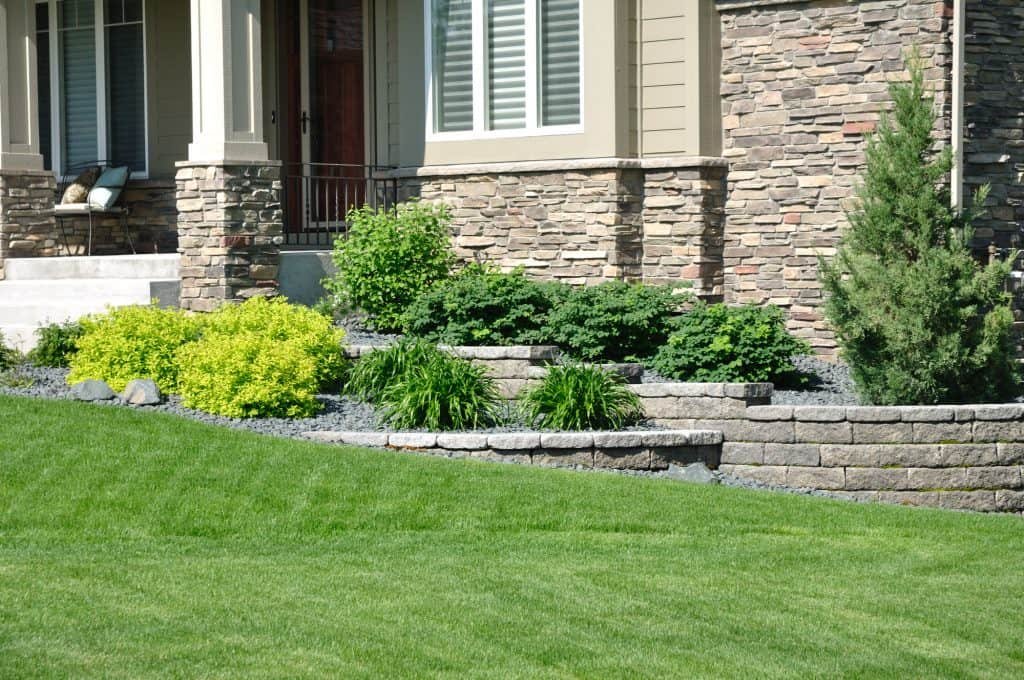 Landscaping and Retaining Wall at a Residential Home