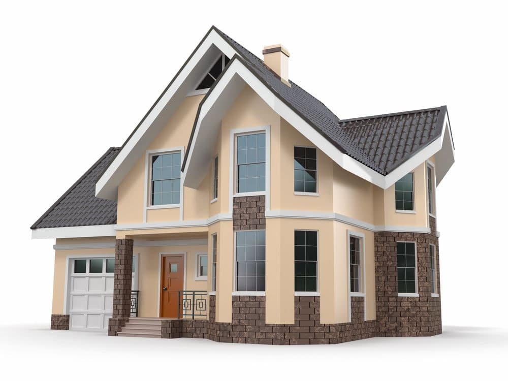 Brown Home that is set against a white background.