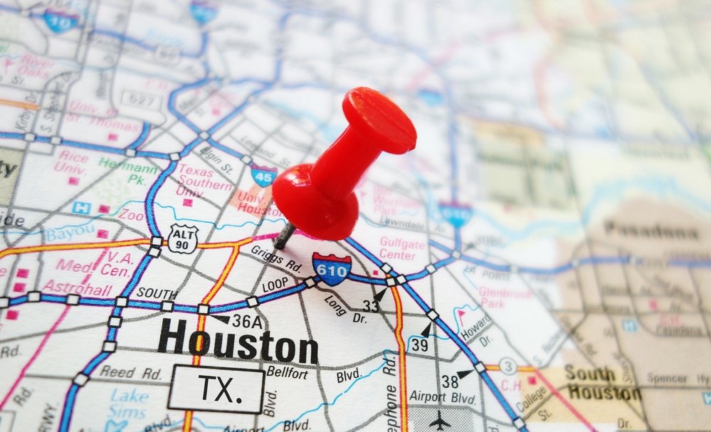 Houston Map with Pin
