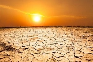 Sun over a parched desert